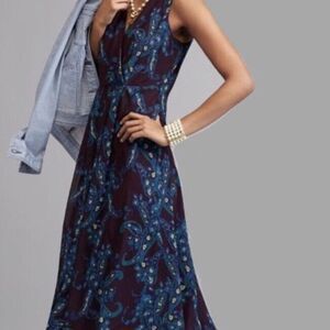 CABI Purple/Blue Paisley Treasure Midi Dress Sz 2